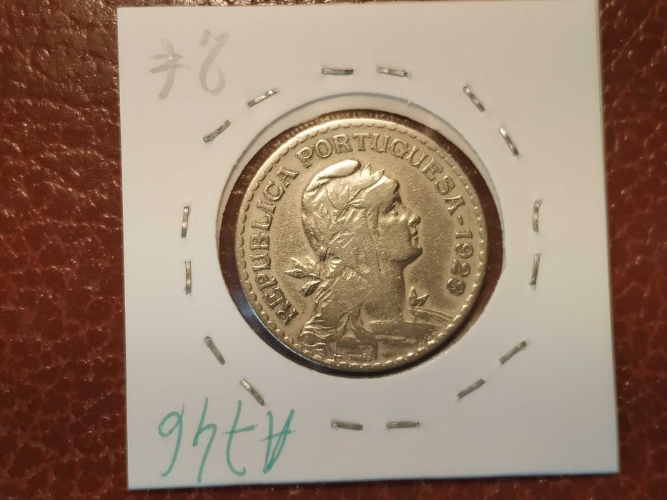 A746 moeda de 1 escudo de 1928 em alpaca - Portugal
