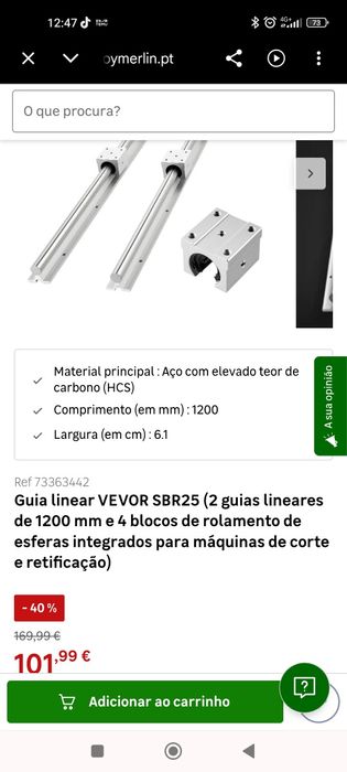 Duas guias   com rolamentos