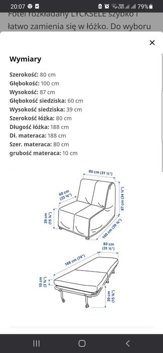 Fotel rozkładany Ikea stan dobry plus pojemnik na pościel Polecam