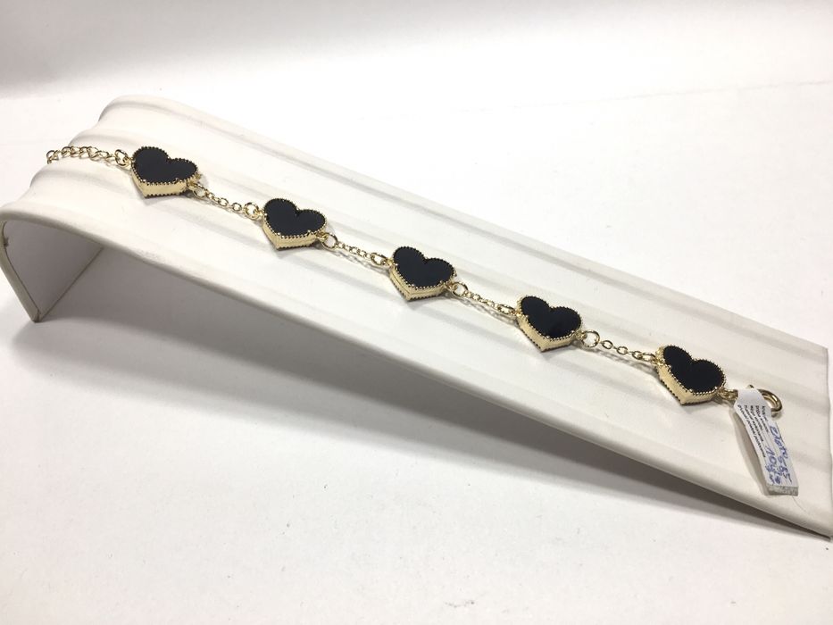 Złota, damska bransoleta Serduszka•pozłacana 585•bita próba