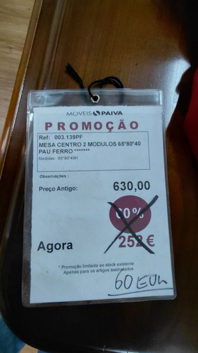 Mesa centro ZEBRANO extensivel madeira+vidro 140x80x40 alt