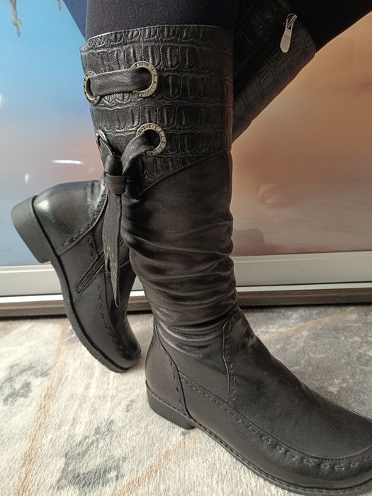 Сапоги женские зимние кожа цигейка