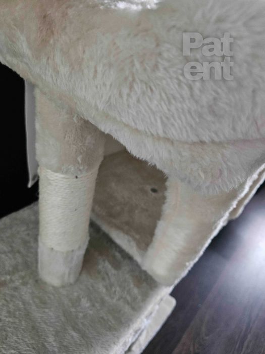 Drapak dla kota kompaktowy 67 cm beżowy domek słupek legowisko