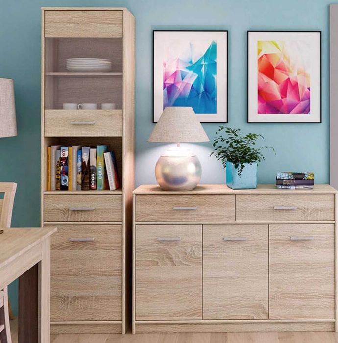 Комод 2д1ш компактний 84 см с ящиком Сонома/Белый Новий, Склад