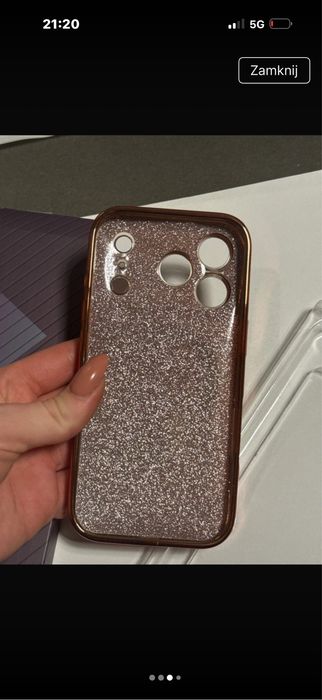 Brokatowe etui plastikowe iphone 17 pro nowe