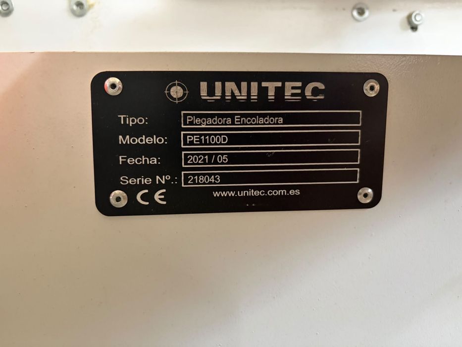 Plegadora Encoladora Automática UNITEC PE1100D | 2021 | Nunca Utilizada | Estado Novo