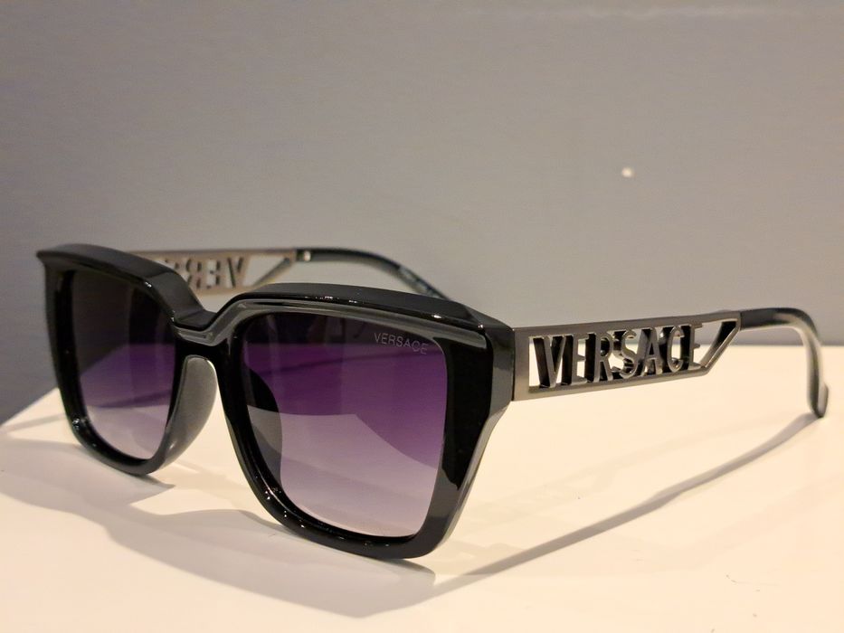 VERSACE damskie nowe grafitowe okulary przeciwsłoneczne logo