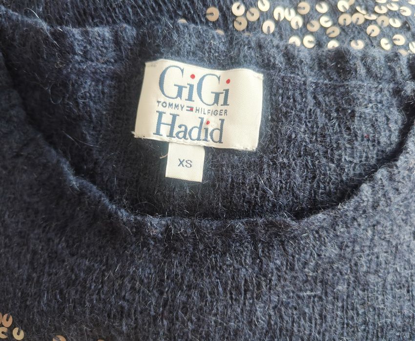 Tommy Hilfiger & Gigi Hadid Sweter wełna moher cekiny XS / S markowy premium