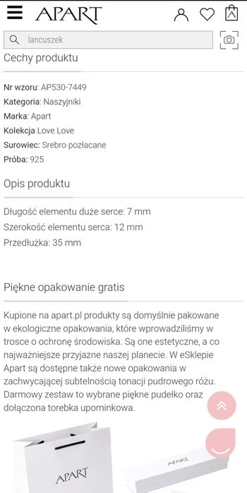 Naszyjnik Apart serca