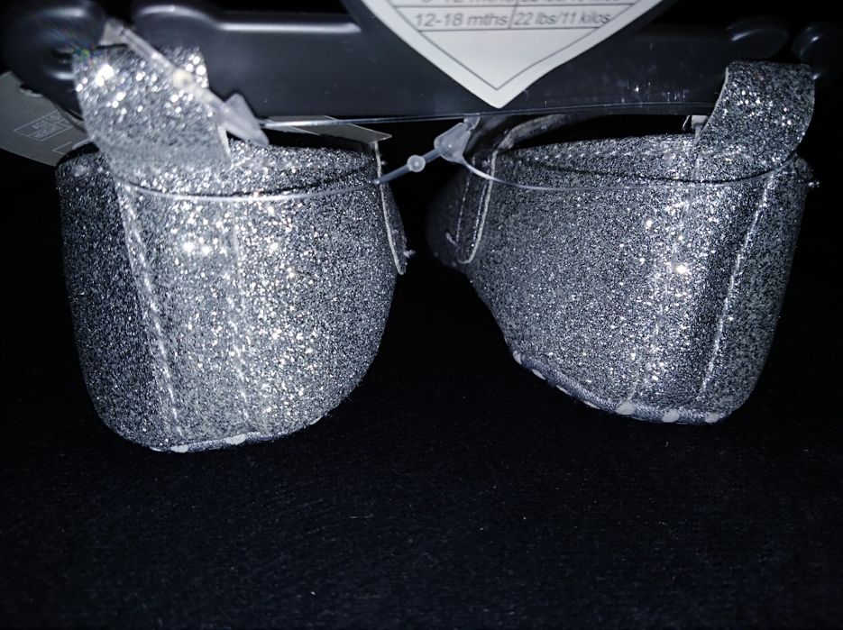 Balerinki niechodki srebrne z kwiatkiem nowe hit