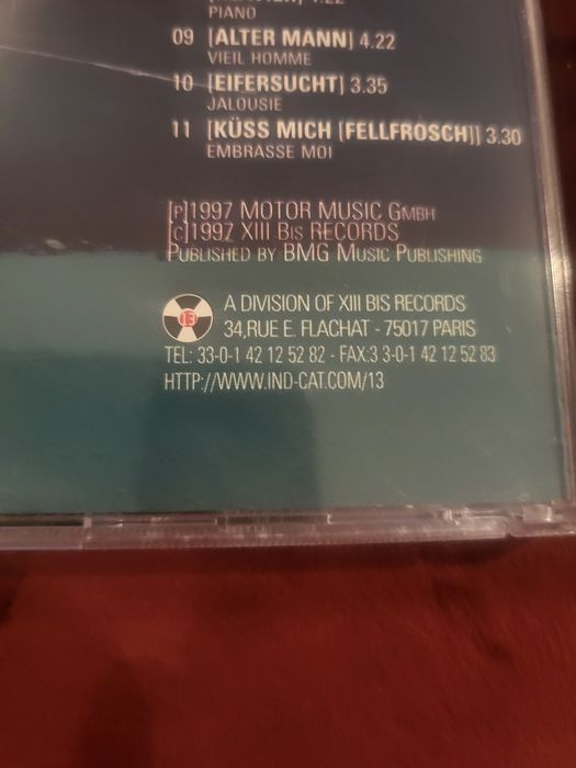 CD Rammstein - Sehnsucht - Edição Rara Francesa com Du Hast e Engel com tradução francesa