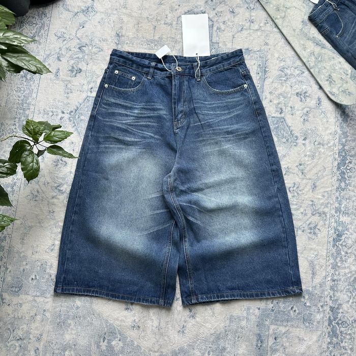Baggy blue jeans jorts shorts y2k sk8 широкі оверсайз racer jaded balenci bootcut washed сині довгі джинсові шорти реп беггі багги
