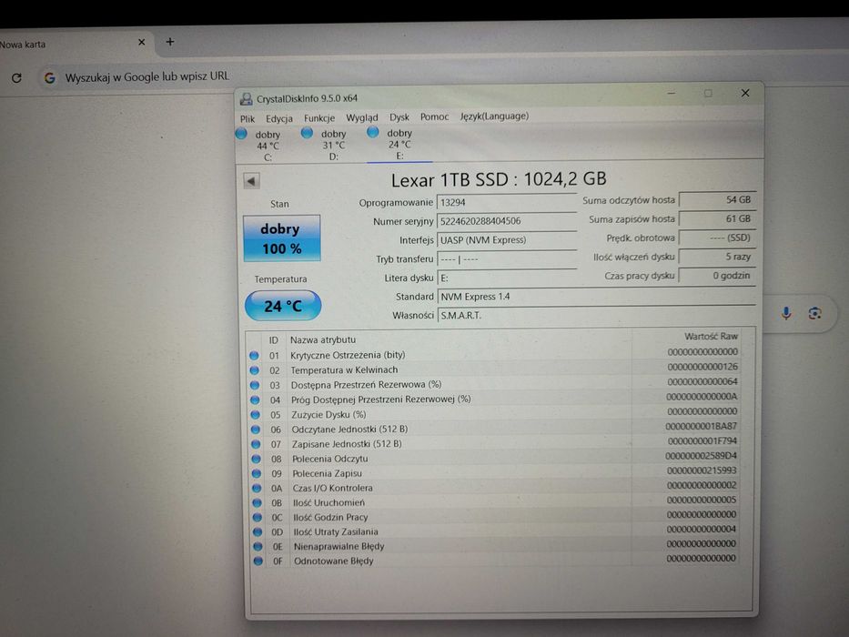 Dysk Przenośny SSD 1 TB Lexar ES3, Praktycznie Nowy GW Producenta
