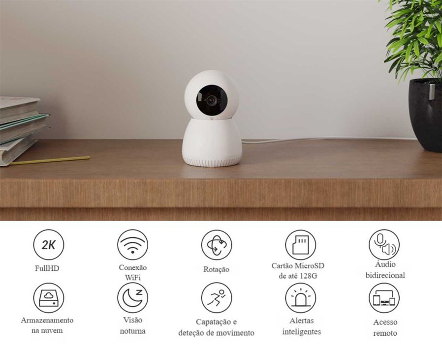 Câmara Vigilância * WiFi * FullHD * Visão Noturna * Áudio * SD * App
