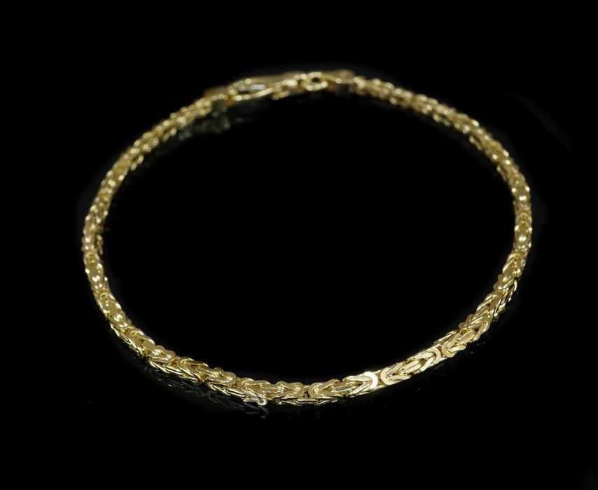 Złoto 585 - Złota bransoletka splot Królewski