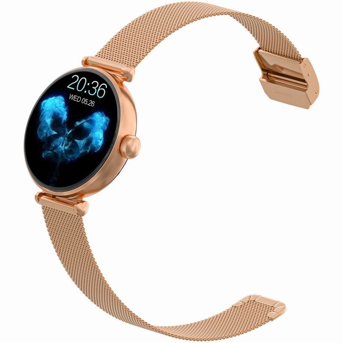 smartwatch gravity różowe złoto biały 2 paski gt26-2