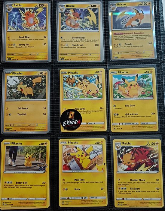 Cartas Pokémon - Coleção Pikachu/Raichu