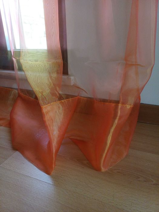 Conjunto 2 cortinados em organza laranja