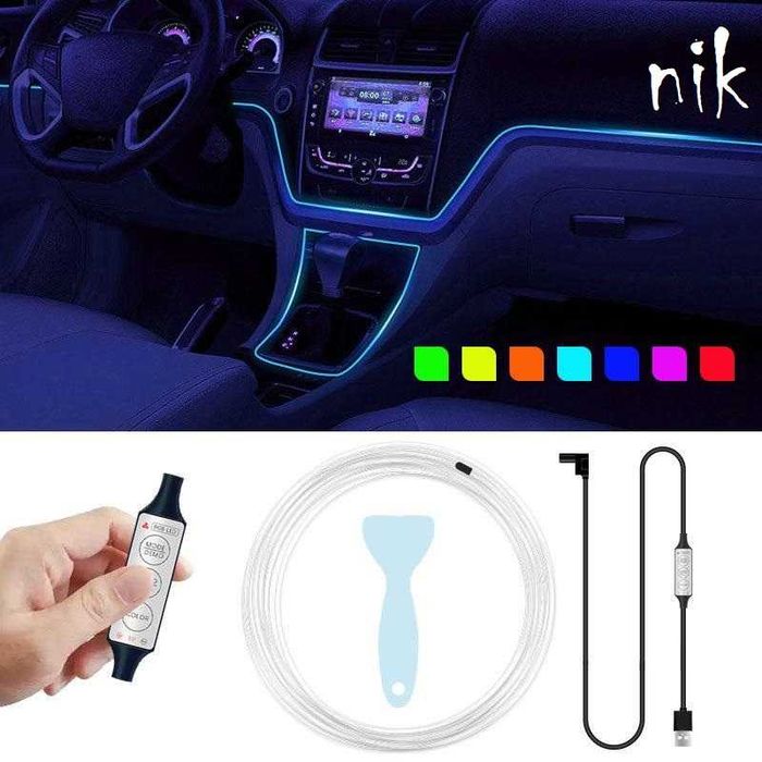 Стрічка автомобільна 5м RBG. Оздоблення салону авто, молдінг