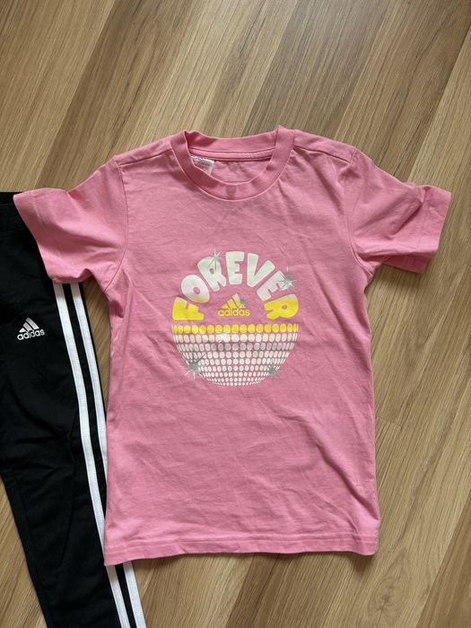 Komplet Adidas legginsy bluzka 110 116