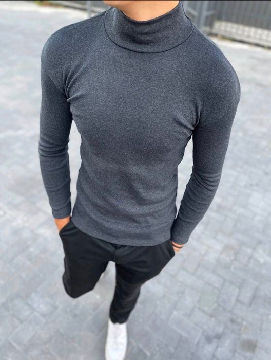 ‼️ЗНИЖКА‼️ Гольф чоловічий на флісі утеплений. Чорний, сіриі графіт