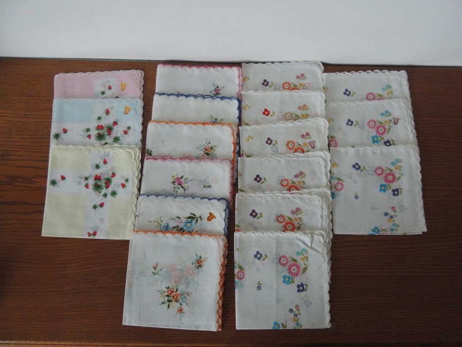 Nowe damskie chusteczki do nosa komplet 15 szt 100 % bawełna Vintage