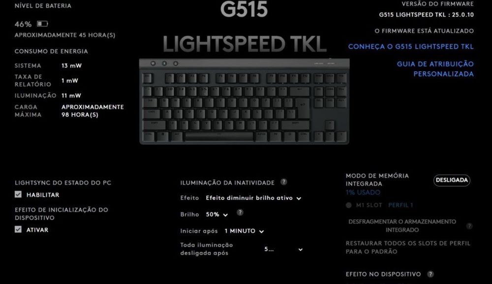 Teclado Logitech G515 TKL Lightspeed Wireless