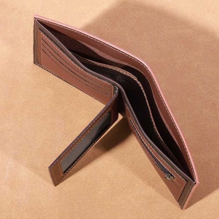 Carteira De Pele Com Porta-Moedas (Castanho)