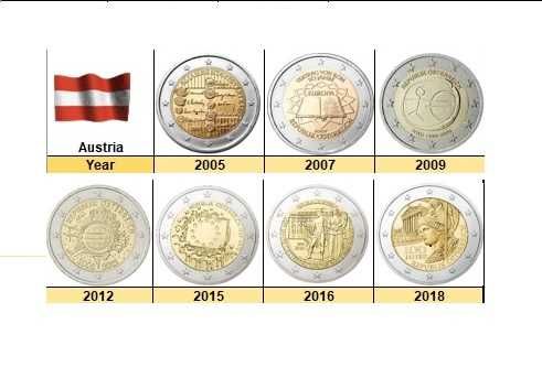 Luxemburgo Moedas Comemorativas 2 euros UNC