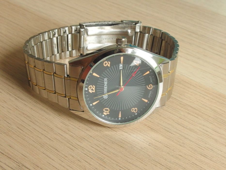 fi 37mm zgrabny męski zegarek BRENER japan movt datownik quartz