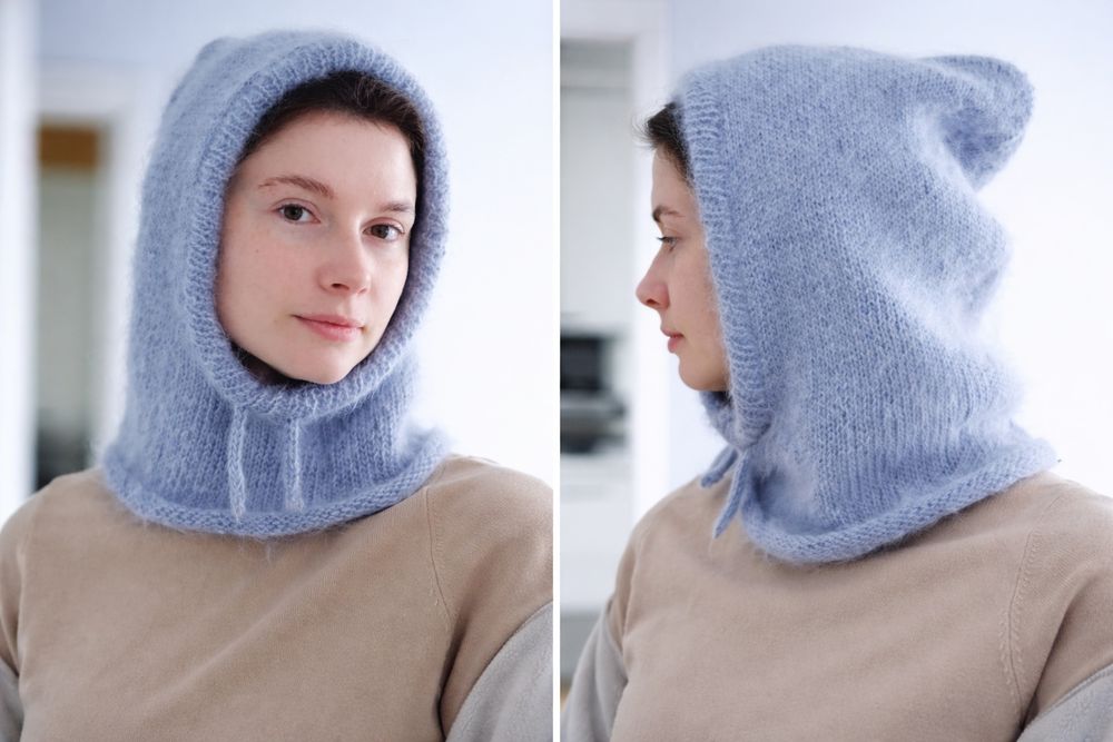 Новий в'язаний капор ангора Балаклава пухнастий каптур