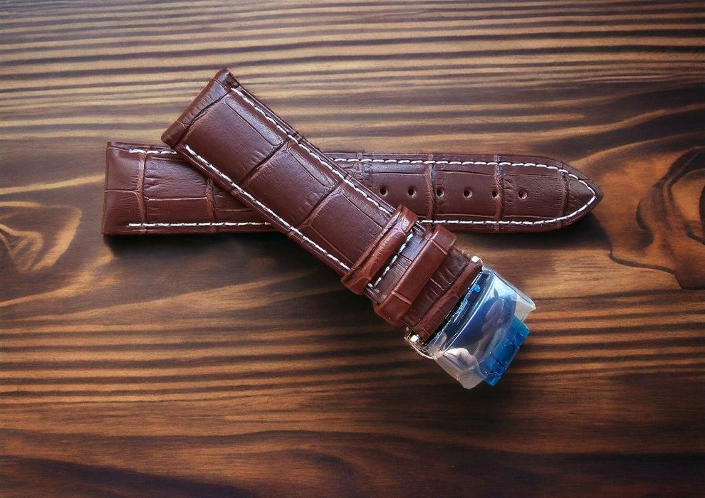 Pasek do zegarka Festina 22 mm brązowy biała nitka zapięcie motylkowe