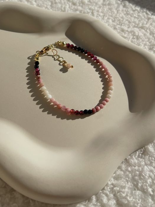 Pastelowa bransoletka z kamieni naturalnych handmade na prezent boho
