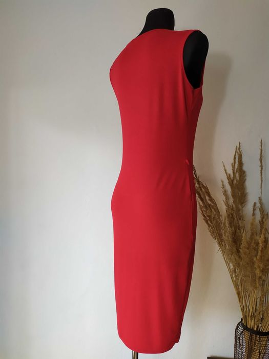 Signature Czerwona sukienka Midi Basic Obcisła Tuba 38 40
