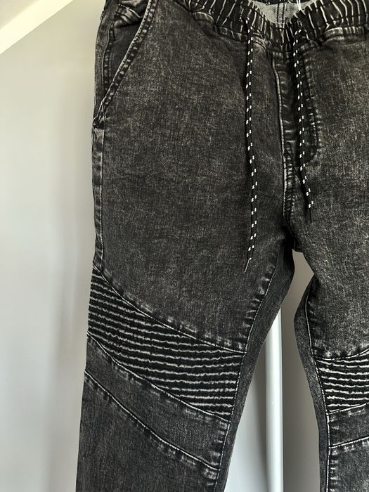 Nowe joggery jeansowe męskie Szachownica rozm. S