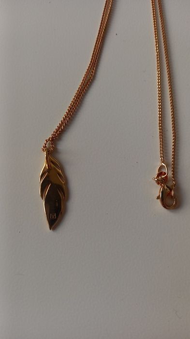Corrente com pingente pena banhado a ouro