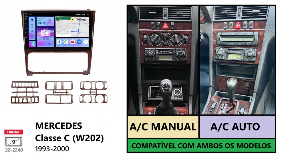 (NOVO) Rádio 2DIN 9" • Mercedes W202 (c220 c200) • Android GPS 4+64GB