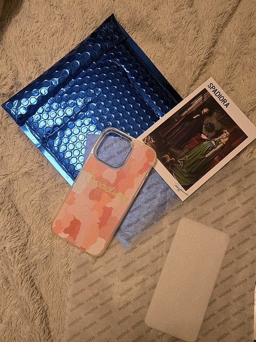 Etui na iPhone Spadiora beżowe beż pomarańczowe pomarańcz