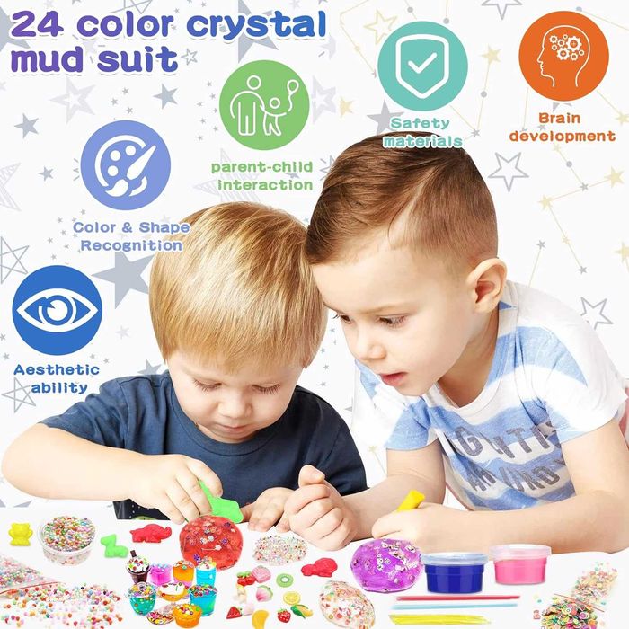 Super kit de slime lama de cristal com 24 cores + complementos - NOVO