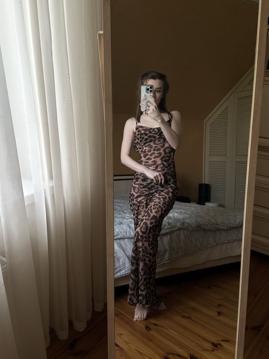 Напівпрозора леопардова сукня довга nasty gal розмір с