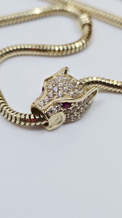 Złoty charms głowa pantery próba 585 14k