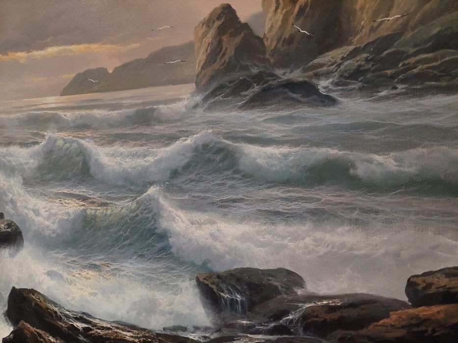 Quadro grande, óleo sobre tela - motivo marinho