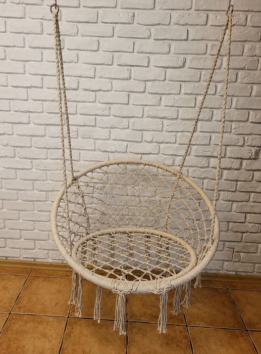 Huśtawka ogrodowa BOHO z poduszką fotel wiszący beżowy (NOWE!)