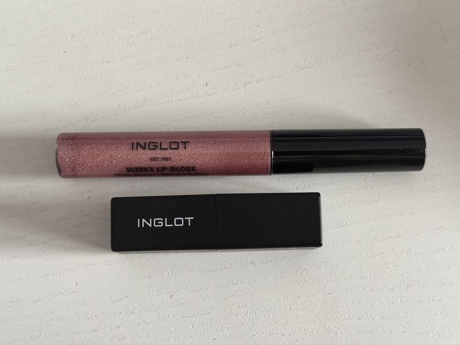 Inglot błyszczyk sleek lip gloss 62 + Inglot mini pomadka lipsatin rouge 306
