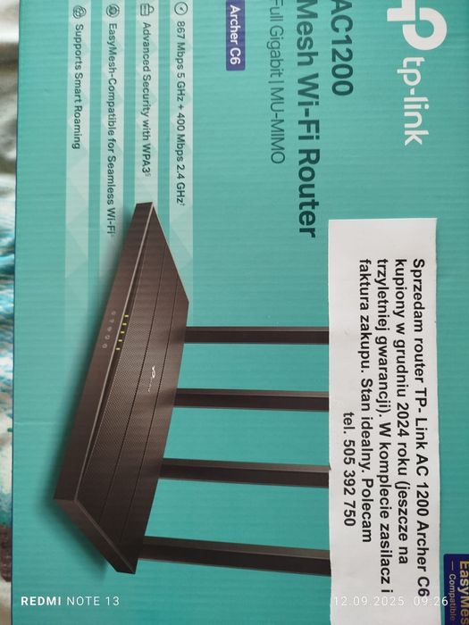 Router TP-Link AC 1200 Archer C6