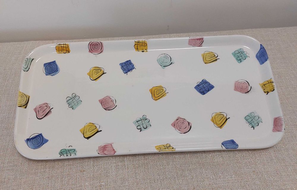 Ceramiczny prostokątny półmisek talerz ręcznie malowany Schramberg