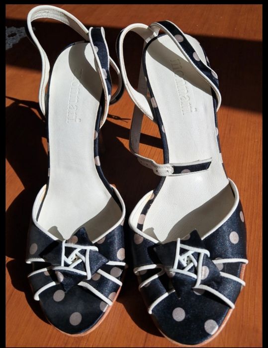 Monnari nowe retro sandały, szpilki r.38 w grochy kropki  vintage pin-up peep toe