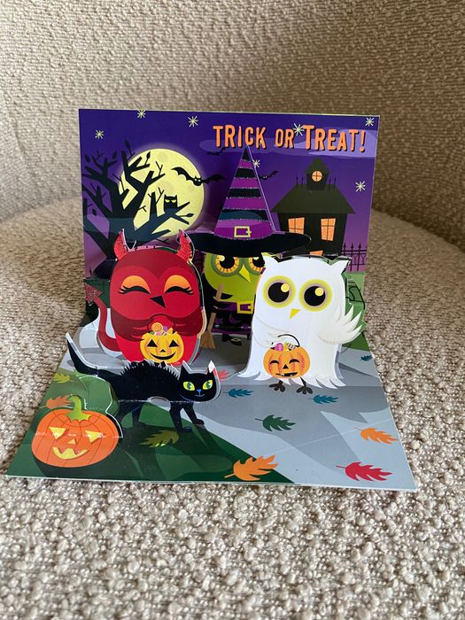 Halloween kartka, dekoracja kot nietoperz