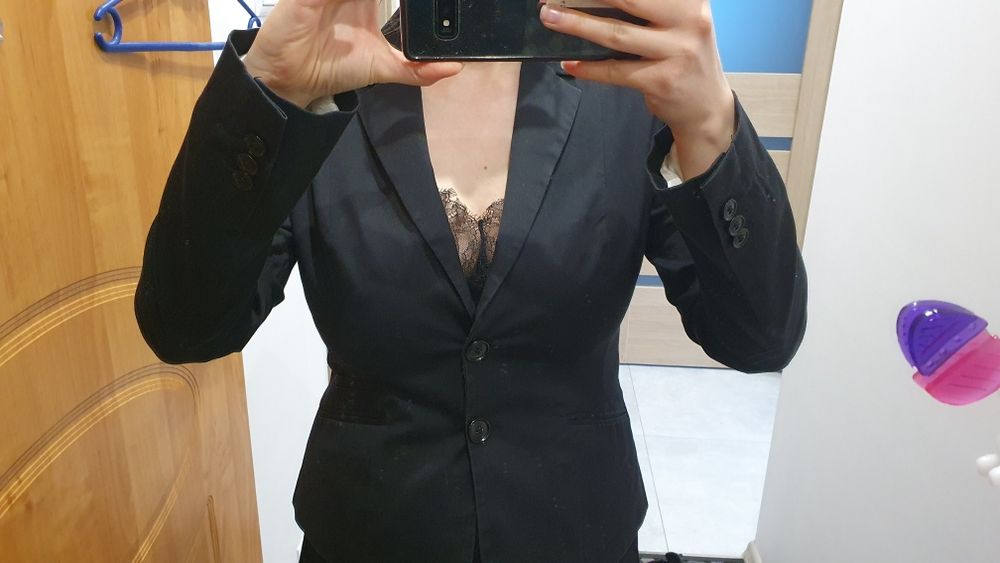 Marynarka Żakiet czarny H&M 38 M 40 L