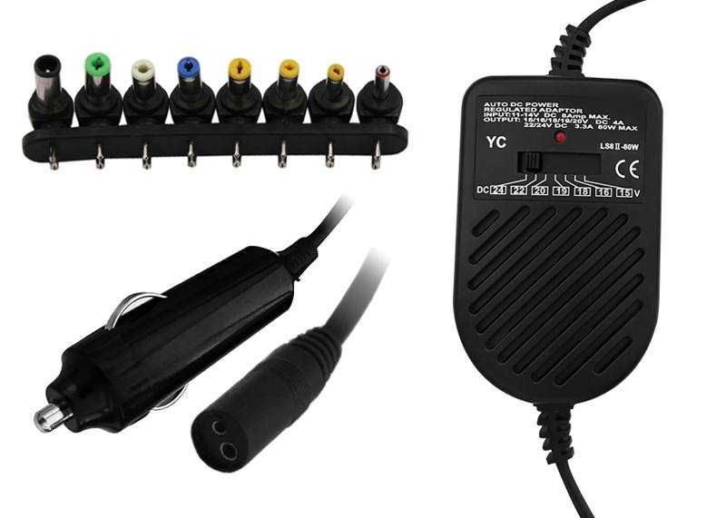 Zasilacz uniwersalny do laptopa samochodowy 80W LTC
